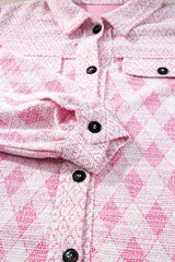 Geometric Print Textured Flap Pocket Shacket - Trendsi - Flyclothing LLC
