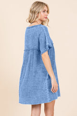 Culture Code Full Size Short Sleeve Babydoll Texture Dress with Pockets - Trendsi
