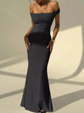 Backless Off-Shoulder Bodycon Mermaid Maxi Dress - Trendsi - Flyclothing LLC