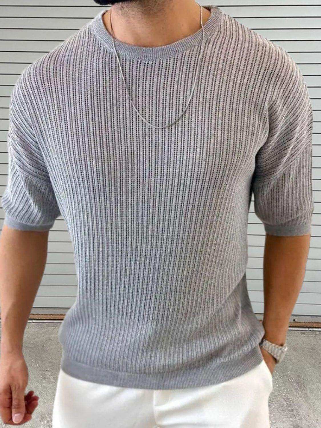 Men's Round Neck Drop Shouler Knit Top - Trendsi - Flyclothing LLC