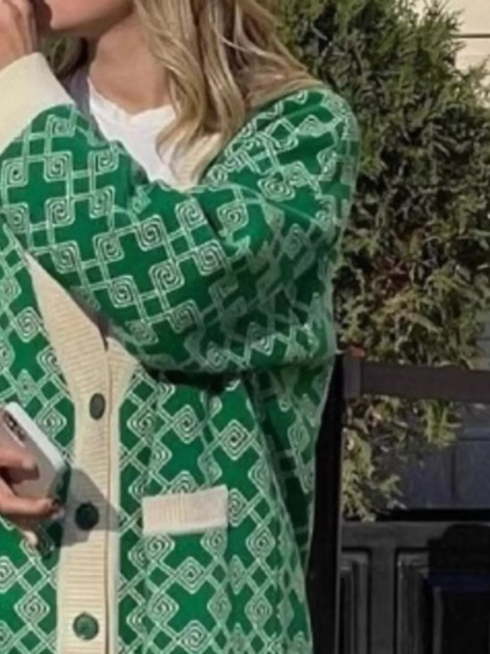 Geometric Pattern Button-Down Cardigan - Trendsi - Flyclothing LLC