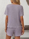 Mandy V-Neck Short Sleeve Top and Shorts Set - Trendsi