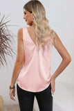 Solid V-Neck Wide Strap Tank - Trendsi - Flyclothing LLC