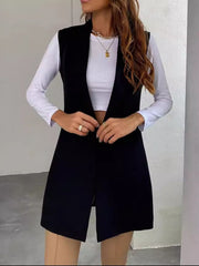 Open Front Longline Vest Coat - Trendsi
