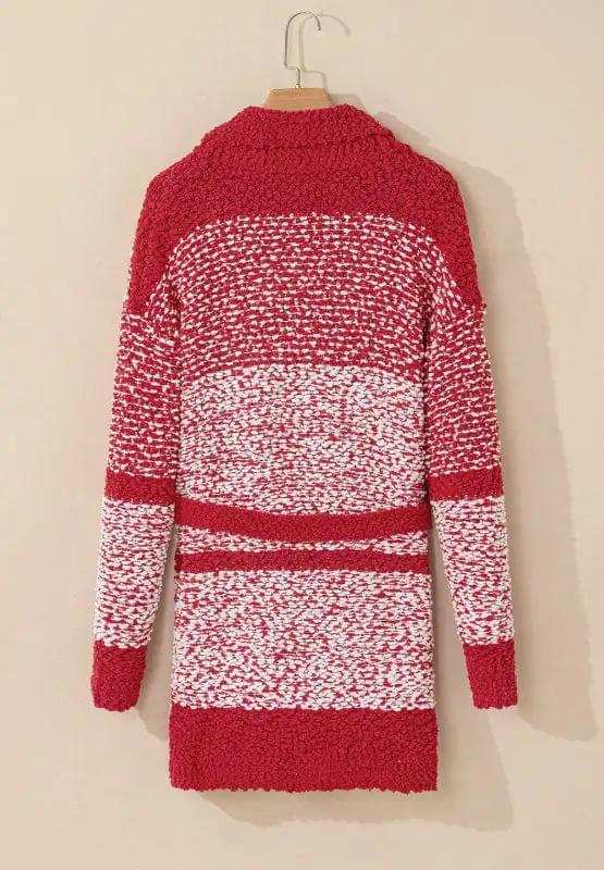 Contrast Trim Open Front Longline Cardigan - Trendsi - Flyclothing LLC