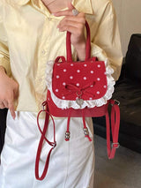 Polka Dot Lace Trim Backpack Bag - Trendsi - Flyclothing LLC
