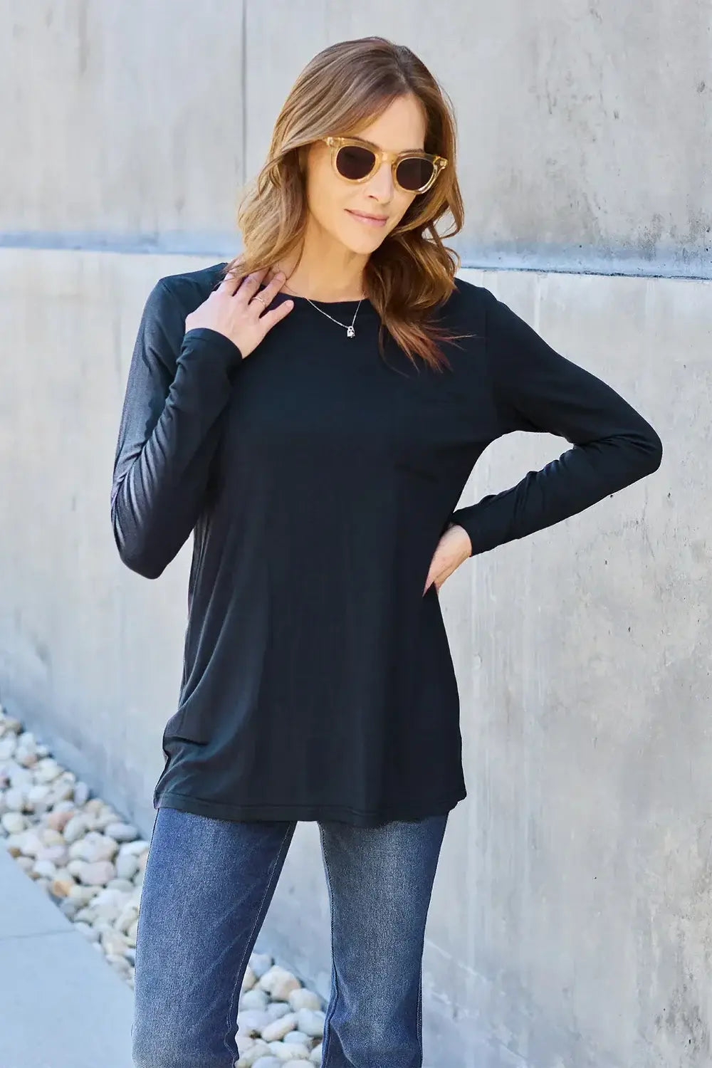 Basic Bae Full Size Round Neck Long Sleeve Top - ShopBasicbae - Flyclothing LLC