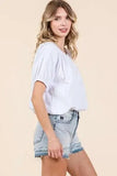 Mittoshop Linen Two-Way Short Sleeve Crop Blouse - Trendsi