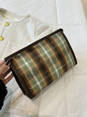 Contrast Plaid Clutch with Zipper - Trendsi