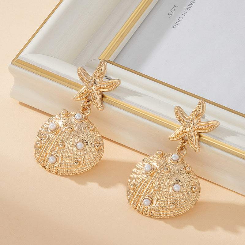 New Stylish Exquisite Starfish Shell Drop Earrings Vintage Elegant Premium Women Earrings, Versatile Sophisticated Jewelry - My Store - Flyclothing LLC