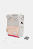 Himawari Contrast Waterproof Backpack Bag with External USB Port - Trendsi