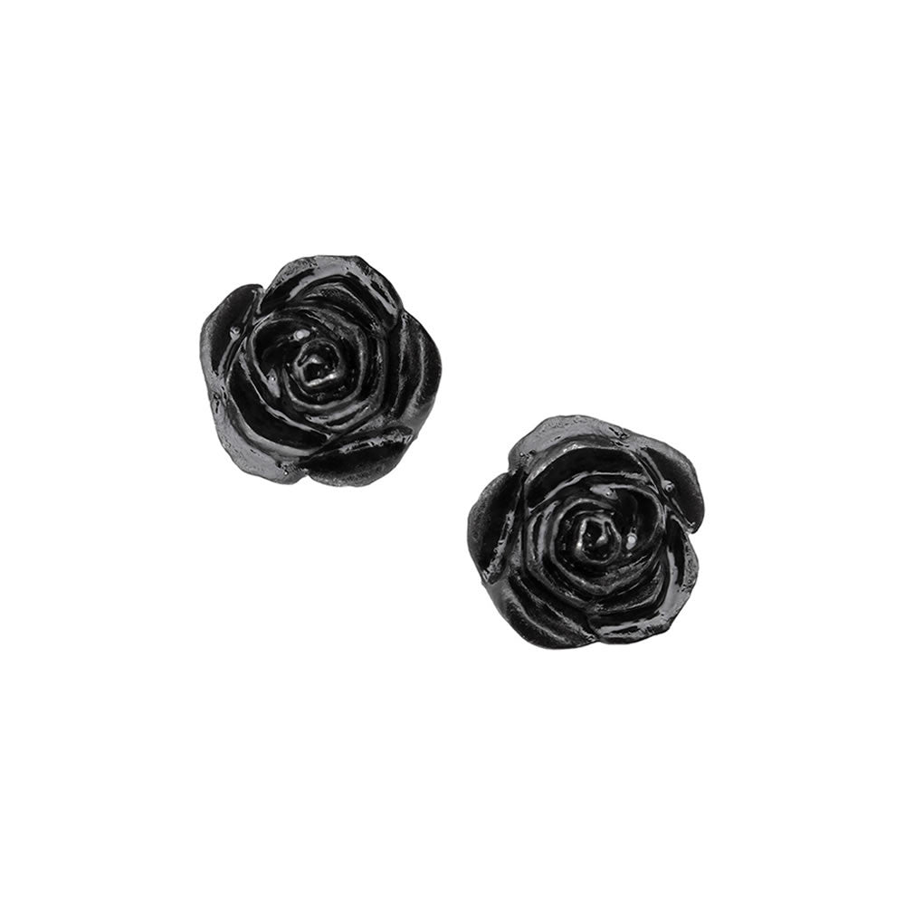 Black Rose Stud Earrings - Alchemy of England - Flyclothing LLC