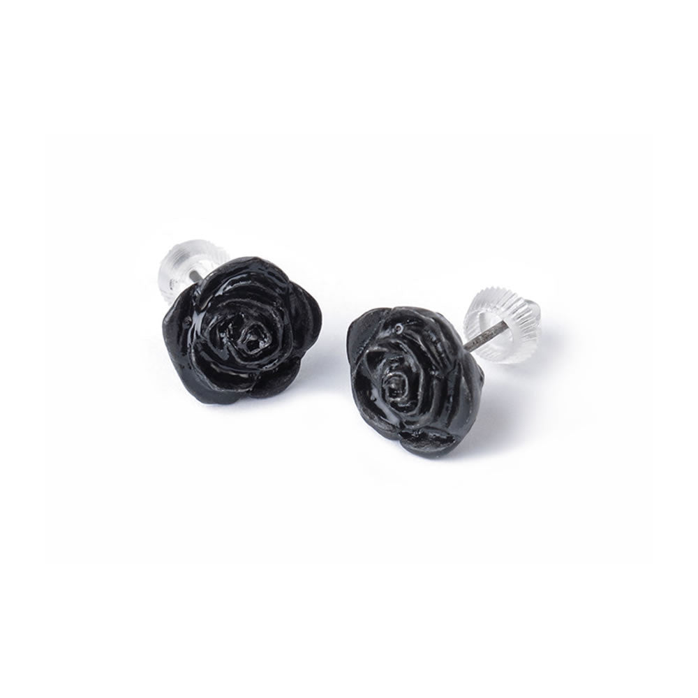 Black Rose Stud Earrings - Alchemy of England - Flyclothing LLC