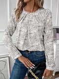 Ruched Round Neck Long Sleeve Blouse - Trendsi - Flyclothing LLC