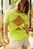BiBi Burn Out Knit Top with Back Double Twist Detail - Trendsi - Flyclothing LLC