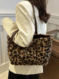 Leopard Fluff Tote Bag - Trendsi - Flyclothing LLC
