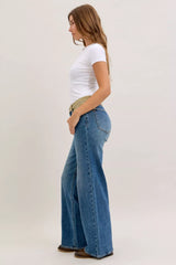Judy Blue MR Column Straight Jeans with Corduroy Waist - Trendsi - Flyclothing LLC