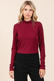 Mittoshop Mock Neck Rib Knit Long Sleeve Crop Top - Trendsi