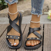 Crisscross Rivet Detail Sandals