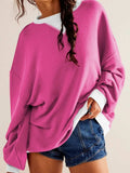 Contrast Dropped Shoulder Long Sleeve Sweatshirt - Trendsi - Flyclothing LLC