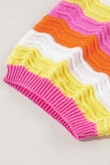 Contrast Half Sleeve Knit Top - Trendsi - Flyclothing LLC
