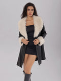 Fuzzy Long Sleeve Longline Coat - Trendsi