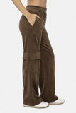 Mono B Elastic Waist Corduroy Cargo Pants - Trendsi