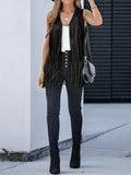 Fringe Open Front Vest Coat - Trendsi - Flyclothing LLC