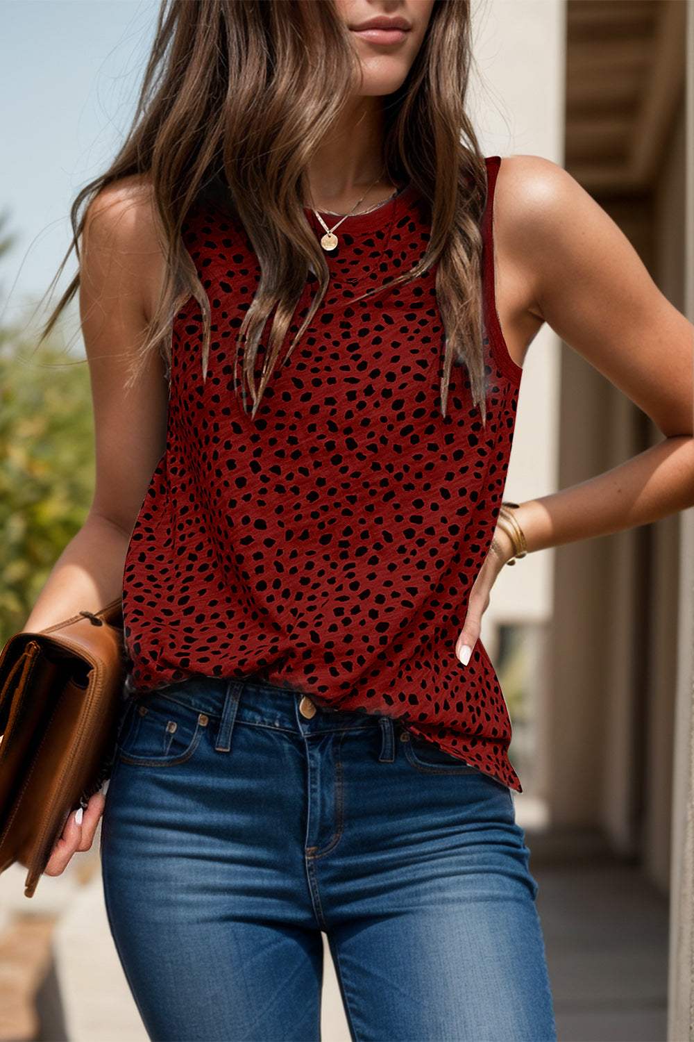 Printed Round Neck Tank - Trendsi - Flyclothing LLC