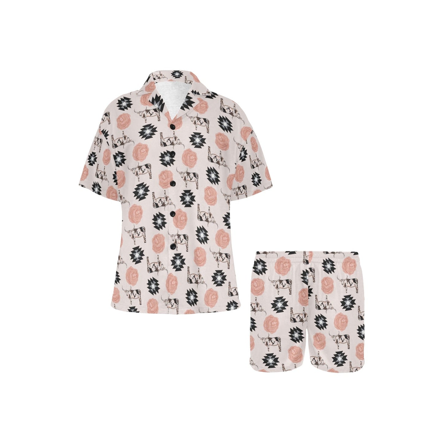 Baha Ranch Longhorn Floral Women's Western Pajama Set