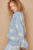 POL Daisy Pattern Drop Shoulder Sweater - Trendsi