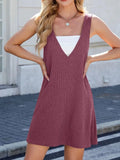 V-Neck Wide Strap Overalls Dress - Trendsi
