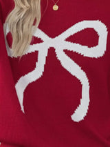 Bow Round Neck Sweater - Trendsi - Flyclothing LLC