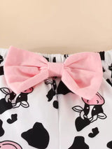 Children's Cow Graphic Ruffle Trim Bodysuit and Pants Set - Trendsi - Flyclothing LLC