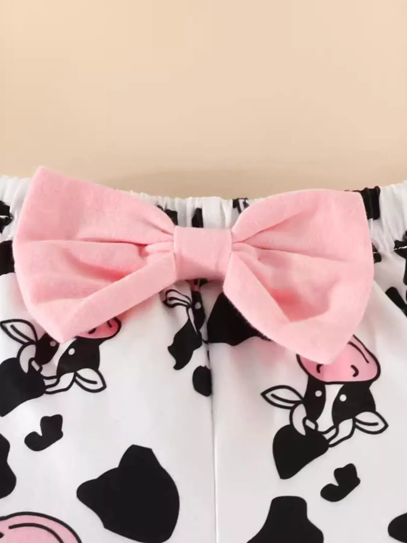Children's Cow Graphic Ruffle Trim Bodysuit and Pants Set - Trendsi - Flyclothing LLC