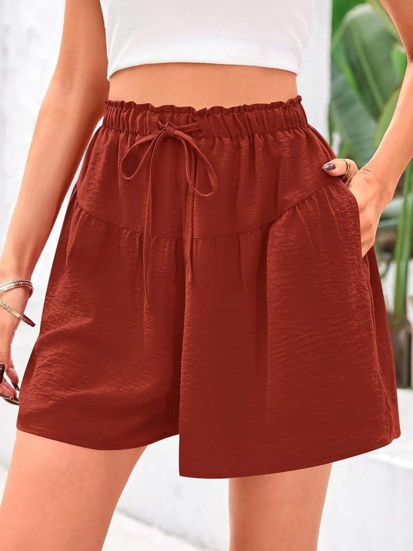Full Size Casual Drawstring High Waist Relaxed Shorts Plus Size - Trendsi - Flyclothing LLC
