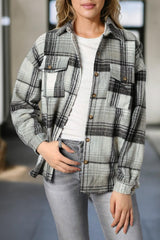 Plaid Dropped Shoulder Shacket - Trendsi