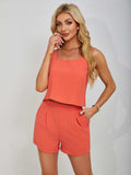 Square Neck Wide Strap Tank and Shorts Set - Trendsi - Flyclothing LLC