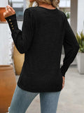 Decorative Button Round Neck Long Sleeve T-Shirt - Trendsi - Flyclothing LLC