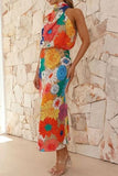 Floral Tied Back Sleeveless Midi Dress - Trendsi