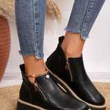 Ankle Boots with Zipper Detail - Trendsi - Flyclothing LLC