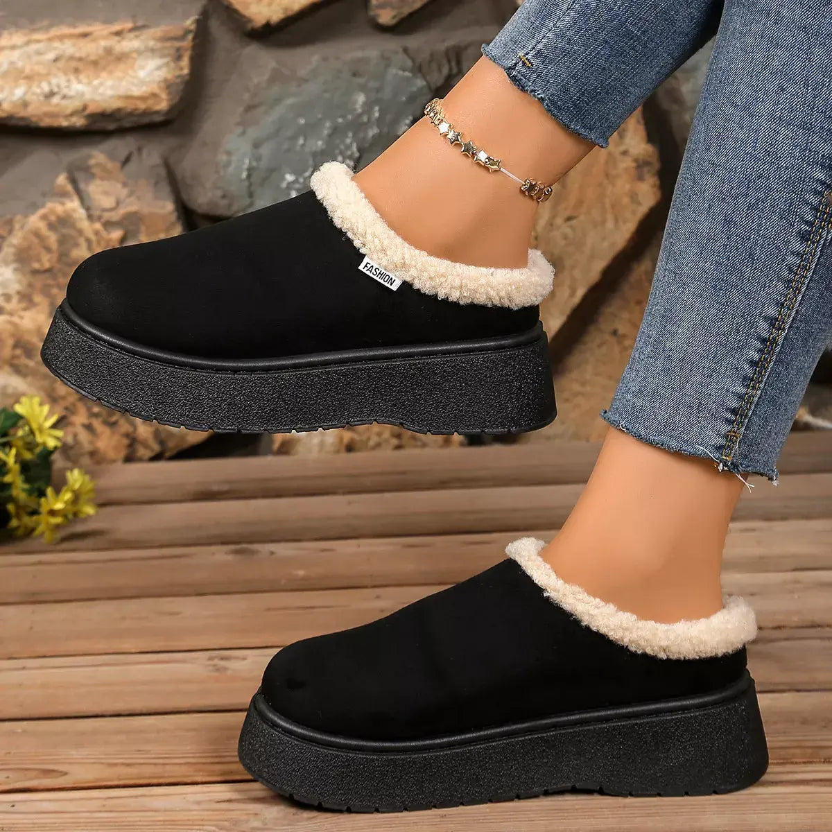 Plush Lined Platform Boots - Trendsi - Flyclothing LLC