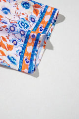Mixed Floral Print Tie Neck Short Sleeve Dress - Trendsi - Flyclothing LLC