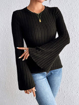 Round Neck Flare Sleeve T-Shirt - Trendsi - Flyclothing LLC