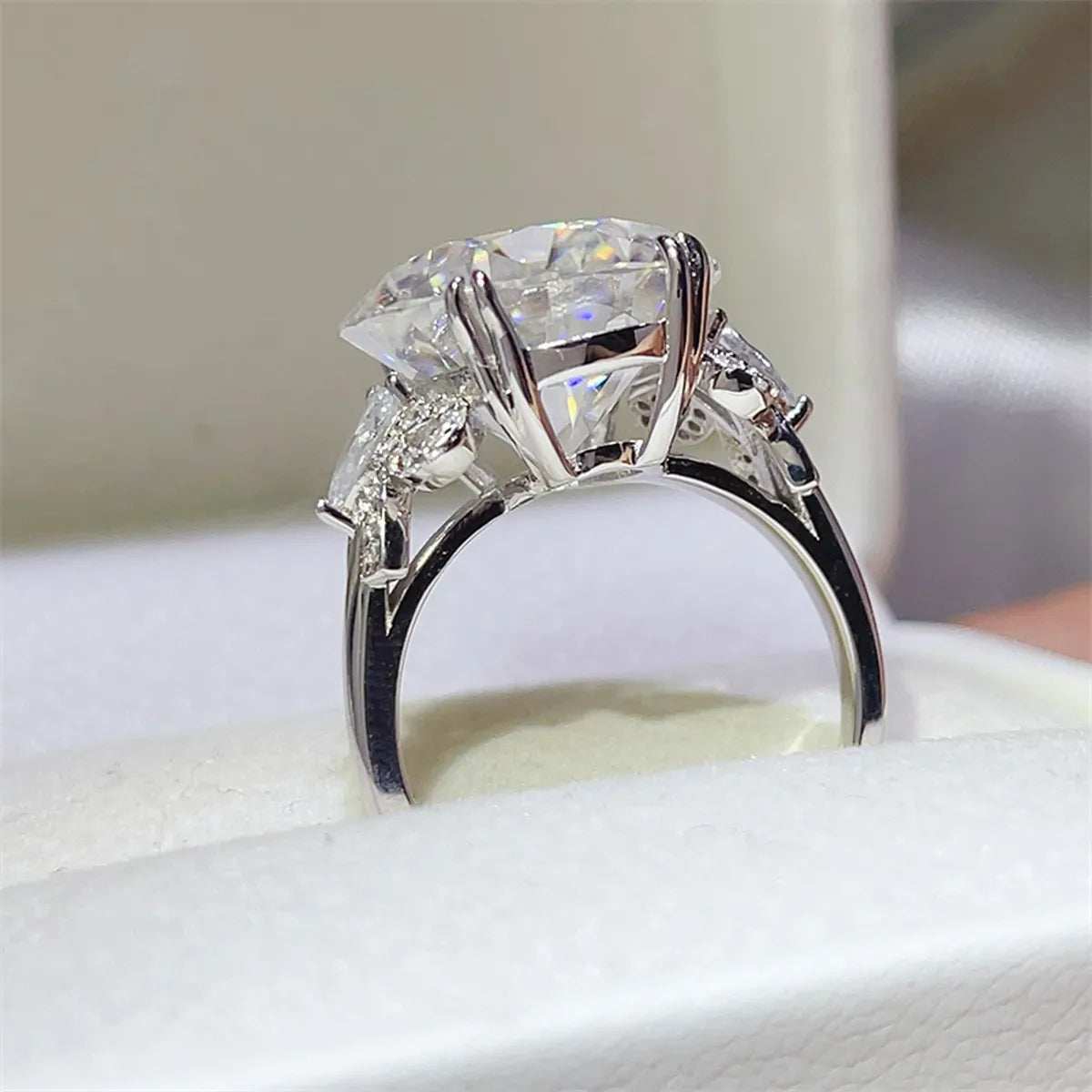10 Carat Moissanite 925 Sterling Silver Ring - Trendsi - Flyclothing LLC