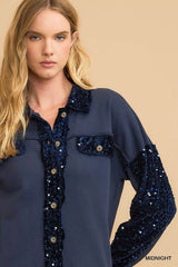 Umgee Sequined French Terry Jacket - Trendsi - Flyclothing LLC