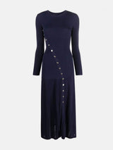 Openwork Round Neck Long Sleeve Sweater Dress - Trendsi - Flyclothing LLC