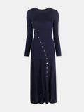 Openwork Round Neck Long Sleeve Sweater Dress - Trendsi - Flyclothing LLC