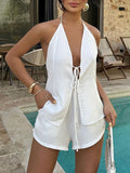 Devine Tied Halter Top and Shorts Set - Trendsi
