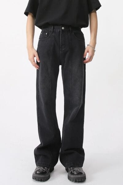 Casual Mid-Rise Elasticated Waistband Jeans - Trendsi